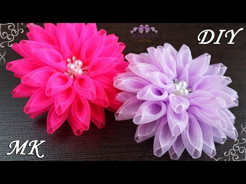 Видео: ЦВЕТЫ-БАНТЫ ✿ ИЗ ОРГАНЗЫ. Organza Bows. Kanzashi МК/DIY