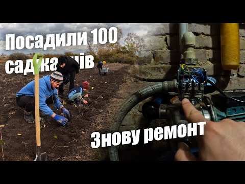 Видео: Знову залишилися без води || Посадили 100 саджанців малини || Ледь не зламали мотоблок