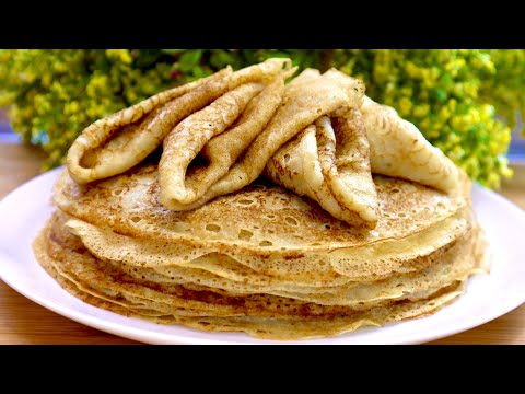 Видео: Блины на минеральной воде. Без яиц и молока. Вкусные и тонкие. Рецепт постных блинов / Pancakes. Sub