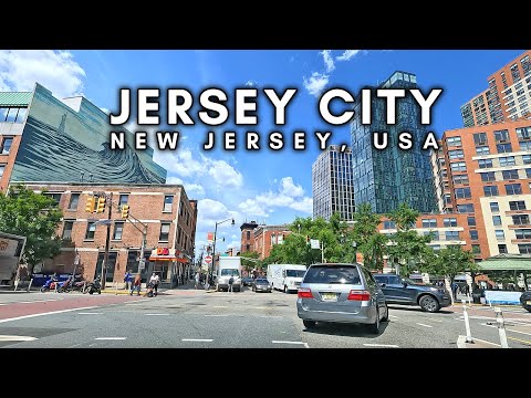 Видео: Тур по Нью-Джерси на машине, США — центр Джерси-Сити — 4K