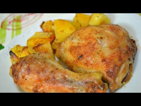 Видео: Ну, оОчень вкусные - Куриные окорочка в духовке с картошкой!