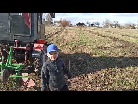 Видео: Старт посевной!Первый выезд в поле!Вспашка на Самодельном тракторе плуг ПЛН 1-20