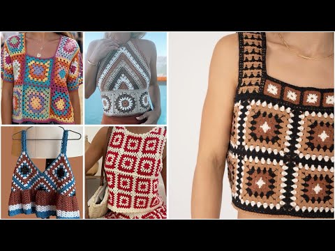 Видео: Красивый топ, связанный крючком из хлопчатобумажных ниток, с милыми и красочными узорами.