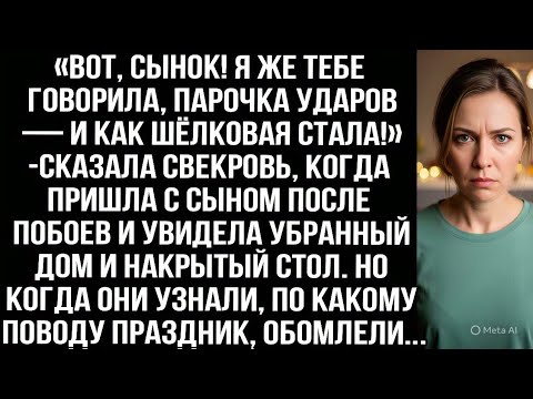 Видео: «Вот, сынок! Я же тебе говорила, парочка ударов — и как шёлковая стала!» — сказала свекровь, когда..