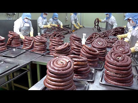 Видео: Потрясающее массовое производство! Делаем кровяную колбасу - пищевая фабрика в корее
