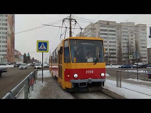Видео: Трамвай 🚋 Татра Т6В5SU-3196. После покраски. Маршрут №1. Поездка по Барнаулу. 07.02.2026.