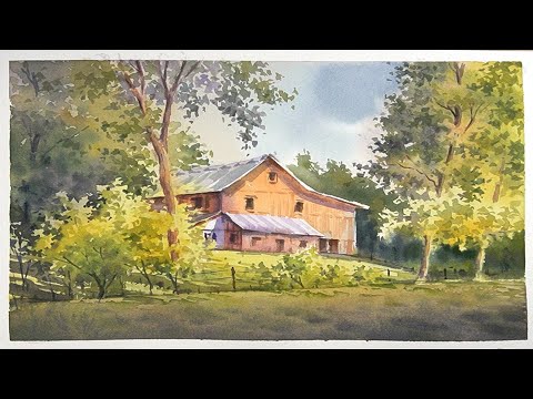 Видео: Картина старого дома акварелью