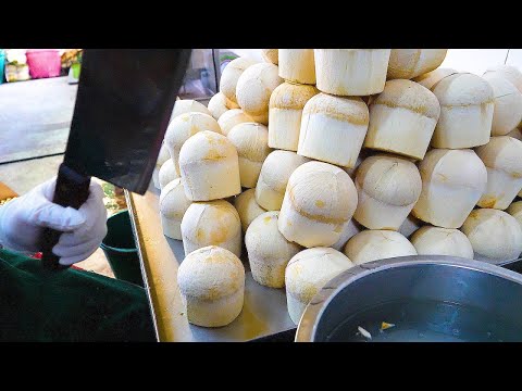 Видео: Мастер по нарезке кокосов и завод по вторичной переработке кокосов - Кокосовая фабрика в Таиланде