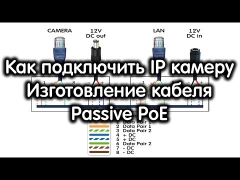 Видео: Как подключить IP камеру. Кабель для подключения IP камеры. Изготовление кабеля Passive PoE. DIY