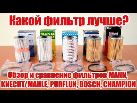 Видео: Какой фильтр лучше? Обзор и сравнение фильтров MANN, KNECHT, MAHLE, PURFLUX, BOSCH, CHAMPION