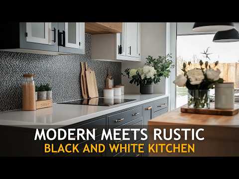 Видео: Современность встречается с деревенской: идеи черно-белой кухни в фермерском стиле