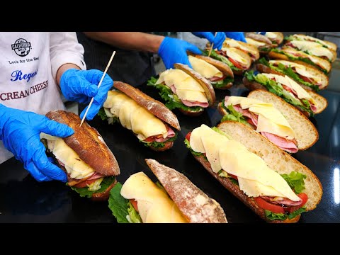 Видео: Процесс изготовления вкусных сэндвичи ветчины и сыра Багета только я знаю / Корейская уличная еда