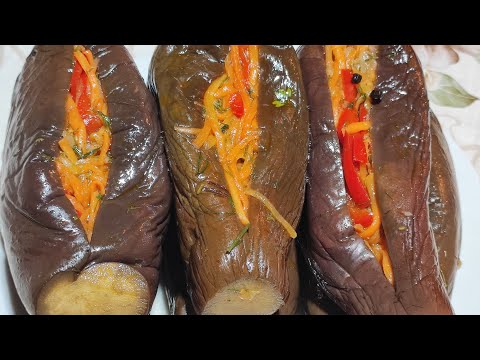 Видео: ФАРШИРОВАННЫЕ, КВАШЕНЫЕ БАКЛАЖАНЫ!!! #рецепты #вкусно #жарка #еда #