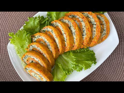 Видео: Рулет жасоонун эң жөнөкөй рецепти 🔥 Морковный рулет с сыром!