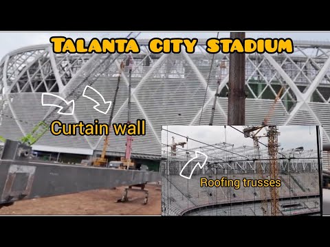 Видео: Городской стадион Таланта | Прекрасные навесные стены и фермы кровли/навеса (продолжение)