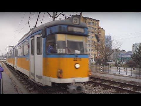 Видео: Bulgaria, Sofia, tram 23 ride from ул. Обиколна to ж.к гео мплев