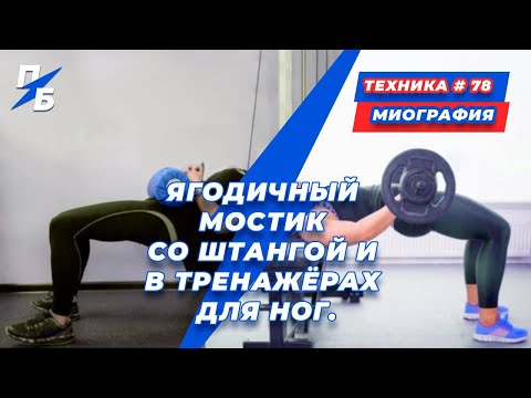 Видео: Ягодичный мостик со штангой и в тренажёрах для ног. Миография