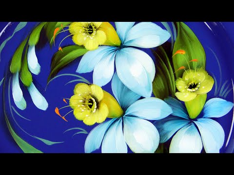 Видео: Как нарисовать цветы Нарциссы. Мастер-класс от Художника из Жостово Ларисы Гончаровой