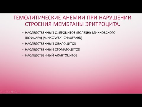 Видео: 2. Гемолитические анемии: дефекты мембраны эритроцита