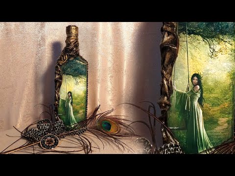 Видео: Decoupage tutorial "use photo on bottle for decor of interior" / Уроки декупажа "Фото на бутылке"