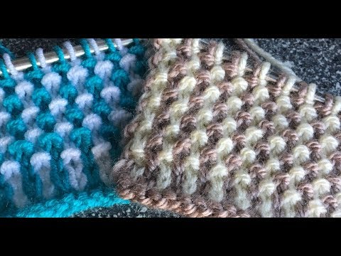 Видео: Узоры спицами. Двухцветний узор  «Узелки».