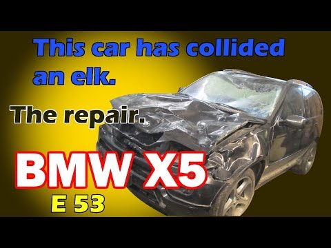 Видео: BMW X5 E53. The front end repair of the car. Ремонт переда машины.