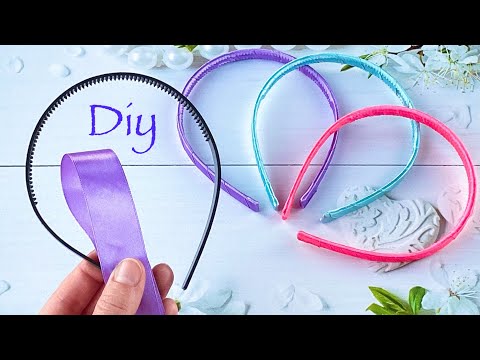 Видео: Как оплести ободок одной лентой Оплетение ободка атласной лентой How to wrap a headband with ribbon