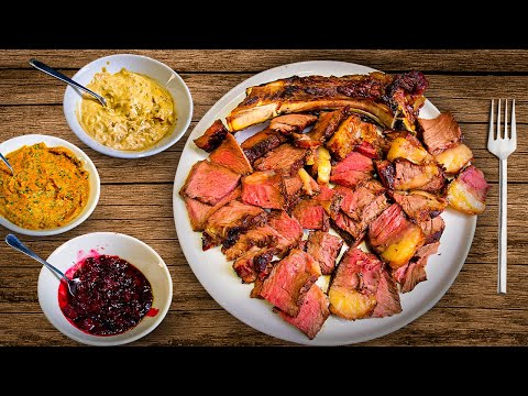 Видео: Стейк ковбой. Соусы для мяса-грибной, перечный и вишневый. Идеальное сочетание