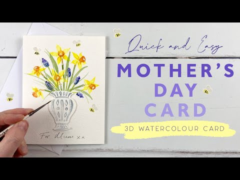 Видео: Быстрая и простая акварельная открытка ко Дню матери