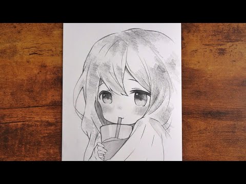 Видео: «Как нарисовать кавайную аниме-девушку с напитком»