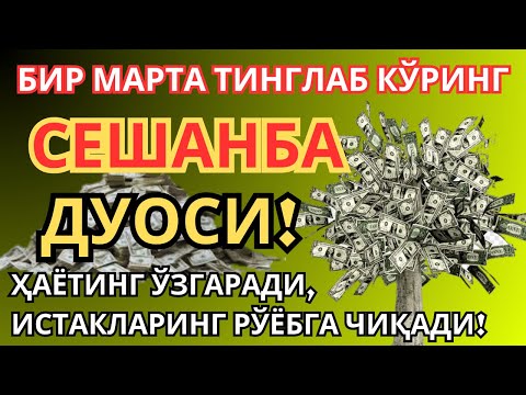 Видео: Ceшанбе КУНИНИНГ ЭНГ КУЧЛИ ДУОСИ БАРЧА ОРЗУ-ҲАВОСЛАР АМАЛГА ОШАДИ! ЖУДА ҚИЙИН МУАММОЛАР ҲАМ ЕЧИЛАДИ