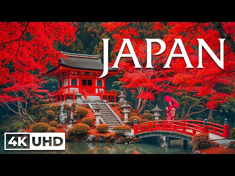Видео: Осень в Японии 4K 🍂 Безмятежные пейзажи, золотые святилища и красные листья