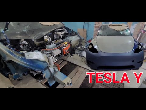Видео: TESLA Y вытяжка лонжеронов рихтовка заднего крыла, двери, порога.Как выставить зазоры.