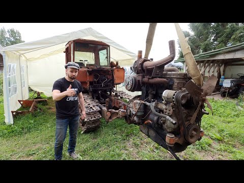 Видео: ДТ75 на японском V8 300сил! Снимаем штатный мотор