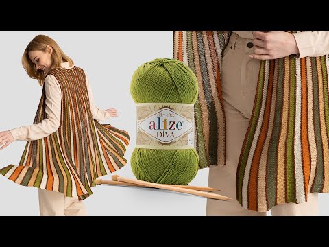Видео: Из пряжи Alize Diva Жилет и Платье