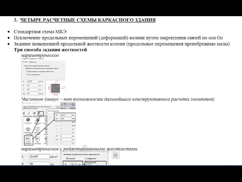 Видео: Учет продольных деформаций стержневых элементов в МКЭ. Модели плоской рамы в ПК "Лира-САПР"