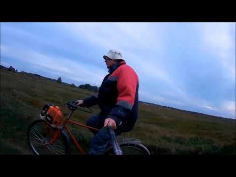 Видео: 1. Велосипед с мотором от бензотриммера. Bicycle with a motor from a benzotrimmer.