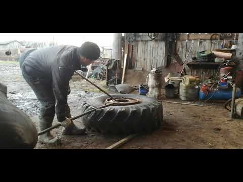 Видео: Разбортировка колеса УРАЛ (Шины эксплуатируются жёстко)