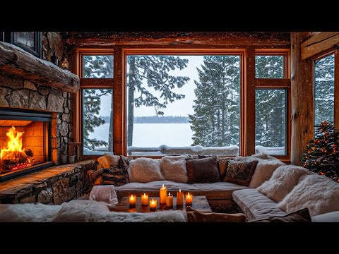 Видео: Зимняя уютная атмосфера комнаты ❄️ Снежный день с нежной фортепианной музыкой и звуками камина для р