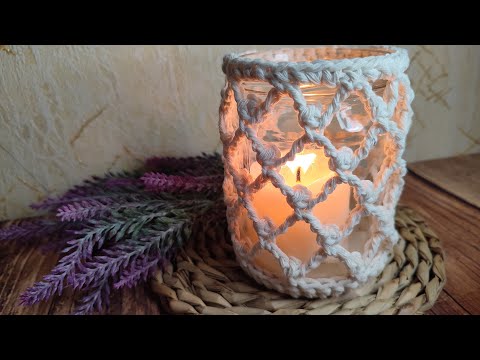 Видео: ЧЕХОЛ НА БАНКУ крючком. ДЕКОР / THE CASE ON THE JAR IS crocheted. DECOR