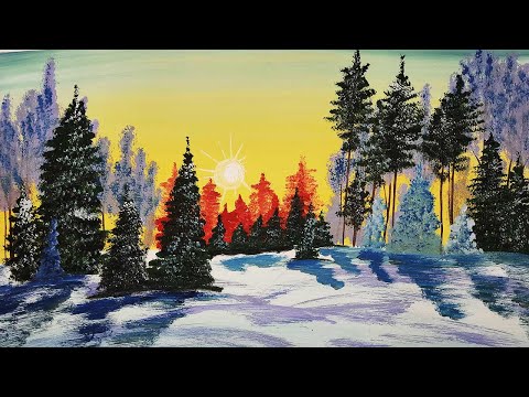 Видео: Как нарисовать зимний лес. Рисуем пейзаж. Рисуем зимний пейзаж. Правополушарное рисование. Зима.