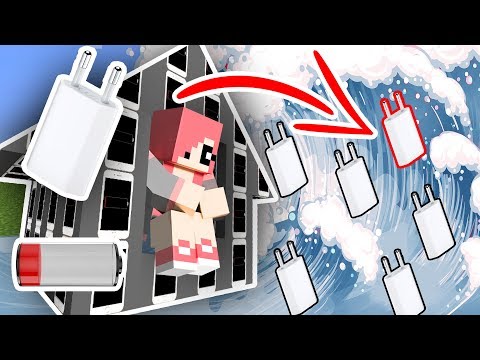 Видео: ЦУНАМИ ИЗ ЗАРЯДОК ПРОТИВ ДОМА ИЗ РАЗРЯЖЕННЫХ АЙФОНОВ В МАЙКРАФТ