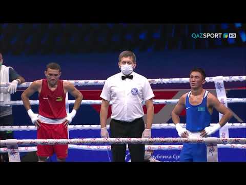 Видео: Бокс. ӘЧ-2021. 1/4 финал. 54 кг. Махмуд Сабырхан (Қазақстан) - Мишель Тринидад (Бразилия)
