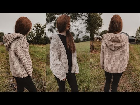 Видео: Вязаный крючком объемный кардиган с капюшоном
