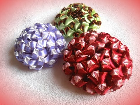 Видео: Цветы канзаши из узкой ленты 1,2 см, МК.