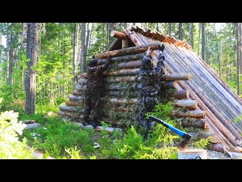 Видео: СТРОИМ ЛЕСНУЮ ХИЖИНУ В ГЛУХОЙ ТАЙГЕ, ТАЁЖНАЯ ЖИЗНЬ....