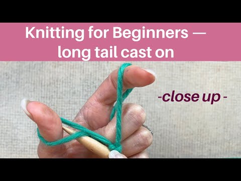 Видео: Вязание для начинающих — Набор петель с длинным хвостом — крупный план
