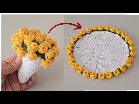 Видео: 🌹 Сделайте потрясающие салфетки и подставки под стаканы в виде роз!