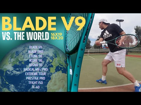 Видео: Обзор ракеток Wilson Blade 98 V9 16x19 и 18x20 — стоит ли обновляться? Прямое сравнение с лучшими...