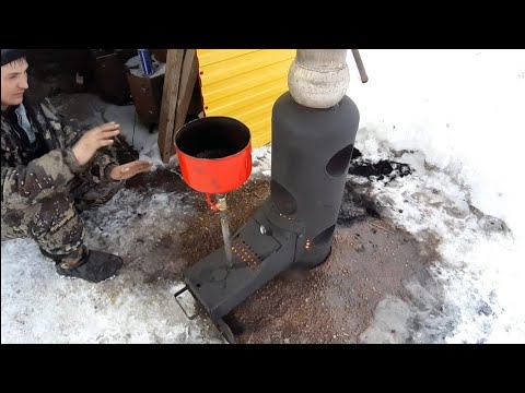 Видео: Печь-БУРЖУЙКА проверка на перелив отработки, вовремя отошёл